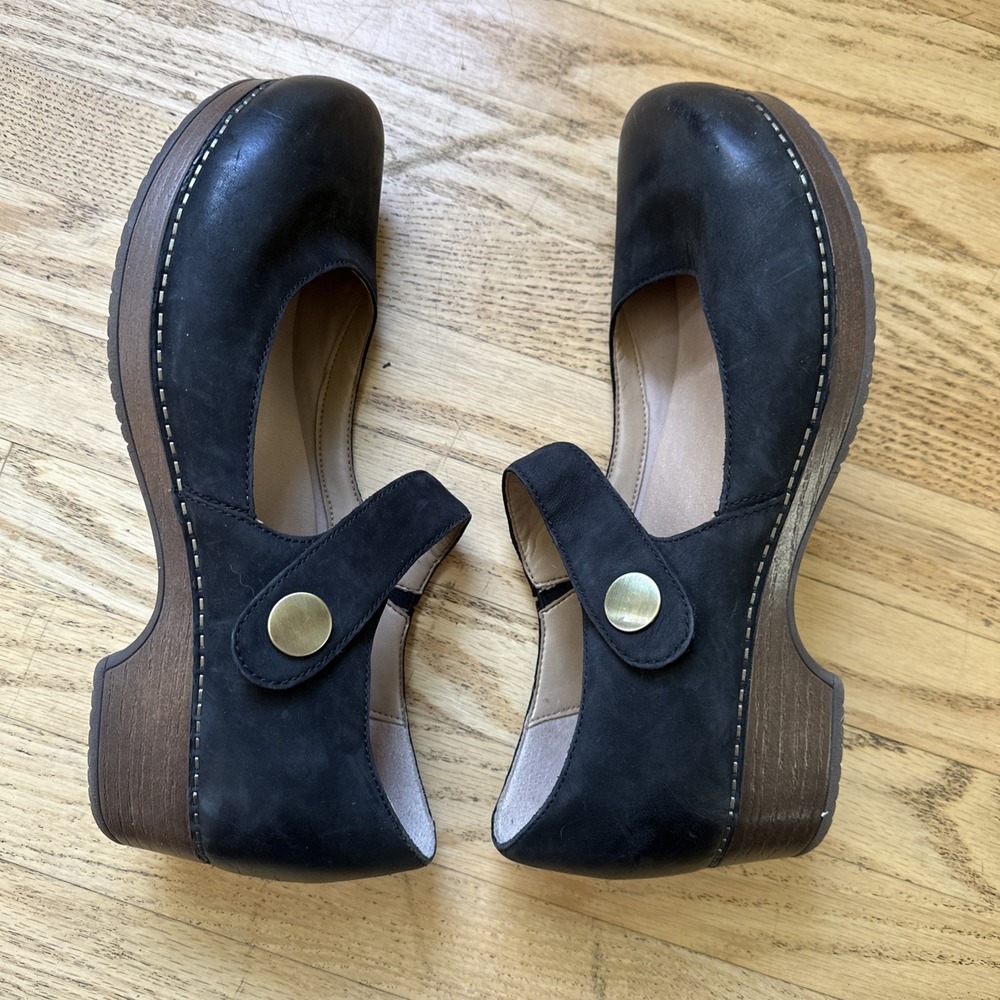 Dansko Beatrice Black Nubuck Mary Jane Clogs Shoes Women's Size EU 42 US 11.5/12